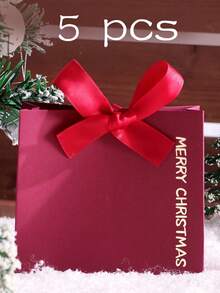 5pcs Elegant Merry Christmas Mini Gift Boxes Festive Favor Bags In Green And Red With Satin Ribbons, Perfect For Treats, Chocolates, And Small Gifts! Ideal For Holiday Parties, Christmas Celebrations, And Gift Exchanges.,Paper Box,Black Wrapping Paper,Gift Baskets;Christmas Candy Box,Gift Packaging,Gifts For Christmas;Valentines Gifts,Xmas Eve Box Gifts,Gift Christmas,Birthday,Bride,Wedding