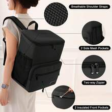 Cooler Backpack Insulated Leak-Proof Backpack Stylish Portable Cooler Bag Beach Picnic Camping Hiking Outdoor Cooling Backpack With 4 Pockets For Men Women, Black - 黑色 - 查看 4