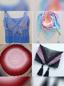 1 Knäul (300g) Spitzengarn - Mehrfarbiger Farbverlauf (Türkis/Navy/Cyan/Grün/Schwarz) zum Häkeln, Weben - Universalgarn für Pullover, Schals, Decken - Verschiedenfarbig - Übersicht 3