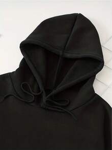 Heart-Print Game Controller Sweatshirt With Kangaroo Pocket And Drawstring - Black - View 3