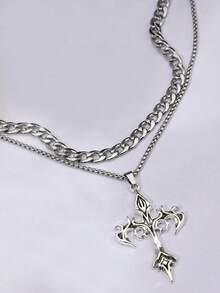 2 Pieces Of Retro Style, Simple Style Necklace, Cross Necklace For Men And Women, Suitable For Parties, Dates, Daily Wear, Holiday Gifts - Multicolor - View 2