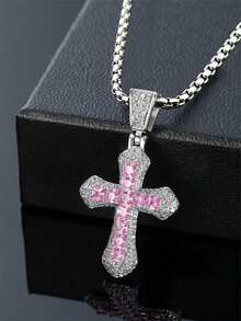 Collar con colgante de cruz de circonita cúbica minimalista para hombres, adecuado para uso diario - cruz - Ver 1