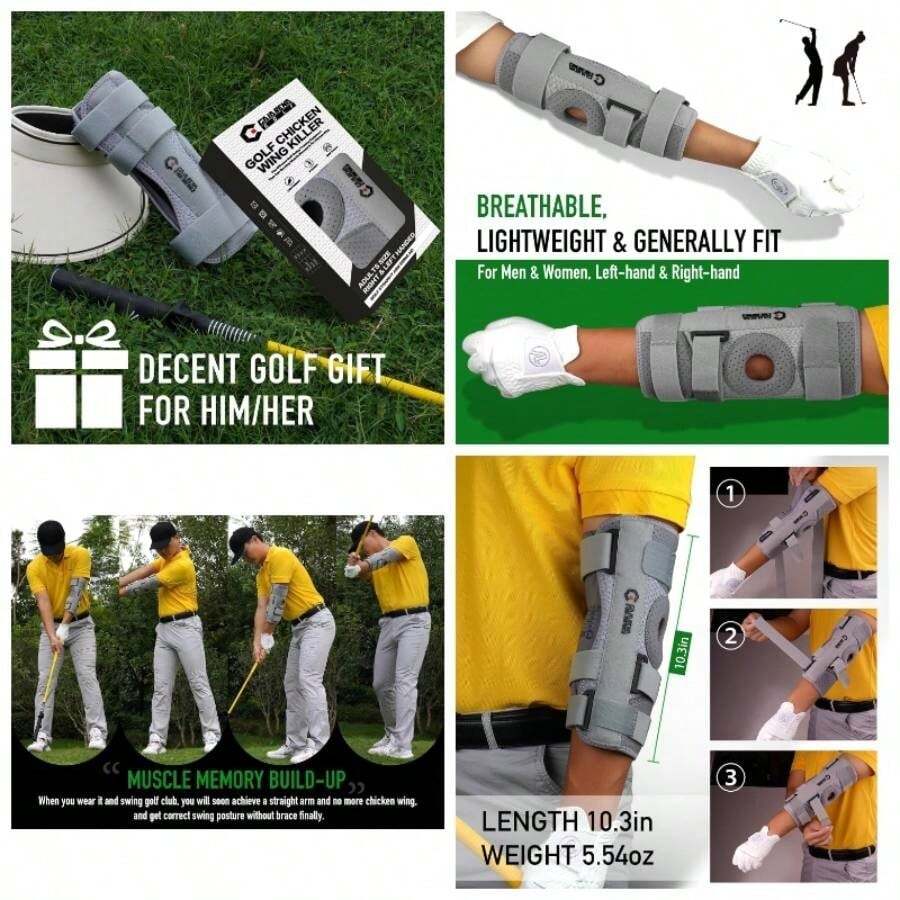 Training Aid Straight Arm Elbow Brace Swing Trainer, Straight Away Swing Trainer Aid To Eliminate Chicken Wing Swing Accessories Practice Equipment Gifts Men Women Beginner - Xám - Xem 1