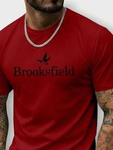 Premium Stylish Men's T-Shirt In Cotton Brooks Field Casual Plus Size Street Casual Fabric Sizes P To G5 - 紅色 - 查看 2