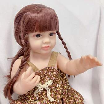 1 pieza Muñeca Reborn de vinilo de 22 pulgadas/55cm con cabello rubio largo, juguete acompañante lavable, regalo de cumpleaños y Navidad