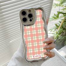 Plaid Pattern Mobile Phone Case, Decorated With Pastel Colors And A Retro Design, Suitable For IPhone 16, 15, 14, 13, 12, 11 Pro Models, TPU Material, Shockproof Protection. It Is A Great Gift For Family, Friends, Children, Birthdays, Spring Festival, Holidays, Boyfriends, Girlfriends And Valentine's Day. - 銀色 - 查看 8