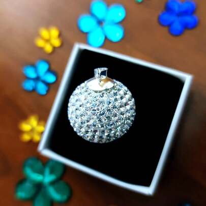 Sterling cristal blanco y plata 20 mm., Plata de ley, cristal