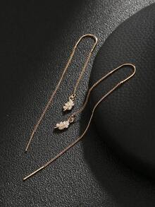 Nooxian 1 Cặp bông tai tua rua đính đá Zirconia hình lá thời trang tinh tế - vàng vàng - Xem 4
