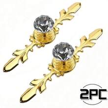 10 Pieces Set Of Elegant Gold Rhinestone Crystal Glass Handles With Tray - Polished Finish, Highly Attractive Multifunctional Kitchen, Bathroom And Office Decorative Glass Handles, Crystal Handles For Drawers And Cabinets