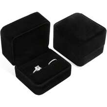Velvet Couple Double Ring Box Earring Jewelry Case Gift Boxes (Black, One Size)