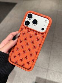 1pc New Padded Anti-Scratch Leather Texture Phone Protective Case, Compatible With IPhone 15 Pro Max, 14 Plus, 13 Pro Max, 12, 11, 7G, 7P, IX, XR, XS Max, 17 Pro, Air With Camera Lens Protrusion And Anti-Drop Protection - Orange - View 4