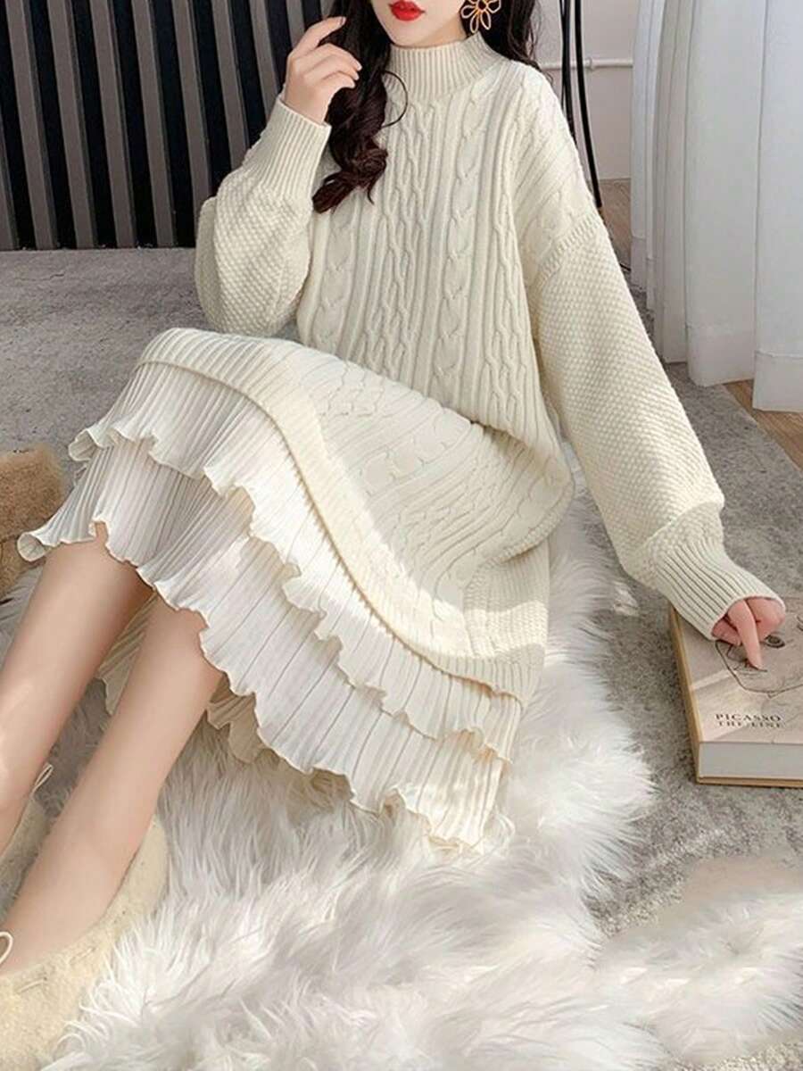 Women Sweater Dresses - trắng - Xem 1