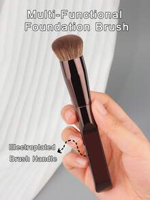 New 1pc Multi-Functional Makeup Brush, Round/Flat Head Foundation Brush, Flawless Base Makeup, Concealer Brush, Non-Absorbing, Soft Bristle Cosmetic Beauty Tool,Giveaways - Multicolor - View 1