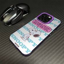 Miniso Peanuts Comic Snoopy Phone Case With  "SNOOPY" Text, Snoopy Character And Inspirational Quote  For IPhone 17 Pro Max/17 Pro/17 AIR/17 16, 15, 14, 13, 12, 11 Pro Max, X, XR, XS Max, 8, 7 Plus,Ideal For Holiday Gifting,The Girlfriend,Stocking Stuffers,For Iphone 17 Pro Max Case,Iphone 17 Pro Max Case,Iphone 17 Case. - 紫色 - 查看 3