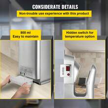 Jet Hand Dryer, Premium Electric Commercial Blade Hand Dryer, ABS Air Dryer Hand con filtración HEPA Wall Mount Hand Dryer, 1600W 110V Vertical Hand Dryer, High Speed Automatic Infrared Silver - 1600 W - Ver 6