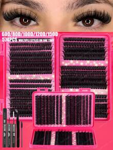 620/610/574 cụm mi riêng lẻ, hộp mi dung lượng lớn 10D-100D, mi giả cong chữ D 10-16mm, tạo đôi mắt to tự nhiên, mi giả kèm dụng cụ, tiện lợi mang theo khi đi du lịch và cũng thích hợp cho dịp Giáng sinh và tiệc tùng - Màu Hoa hồng đỏ - Xem 2