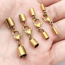 2 pezzi Terminali in acciaio inossidabile per realizzare gioielli, cordoncini in pelle, bracciali, collane. Terminali rotondi per Kumihimo con moschettoni a scatto, accessori fai-da-te