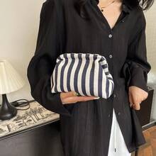 Striped Color Block Clutch Bag, Suitable For Women's Daily Use - Blue - View 2