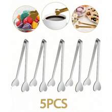 Pinzas mini de acero inoxidable con forma de corazón - ¡Elegantes y prácticas! Sujeta con facilidad cubos de azúcar, cubitos de hielo, aperitivos, galletas - Esencial para hornear, café, postres para elevar tu experiencia culinaria