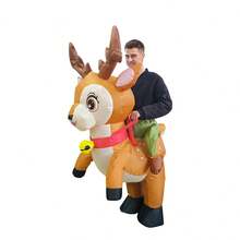 成人充气驯鹿服装 充气鹿麋鹿动物服装 骑乘式节日充气万圣节圣诞节服装 男女派对 - 多色 - 查看 7