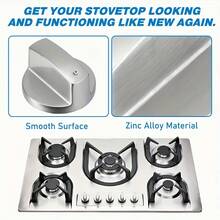 6MM Silver Gas Stove Knob - Metal Gas Stove Switch, Suitable For Kitchen Stove, Gas Stove, Oven