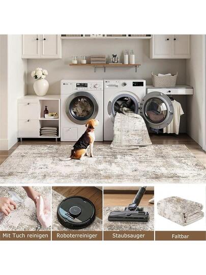 Washable Rugs Area Vloerkleed 200 300 Cm Bruin Grijs Moderne Abstract Living Room Bedroom Large Non Slip Short Pile Zachte Tapijt Dining Office view 10