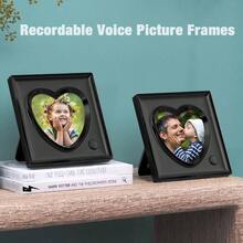 Picture Frame Personalized Voice 20S Recordable, 3.9x3.9 Love Heart Shape Gifts Graduation, Birthday, Wedding, Photo Frame Tabletop Desk Bookshelf Office Home - Black + 3.9*3.9 - View 5