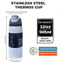 Botella de agua deportiva de acero inoxidable aislada de 32 onzas con pajilla para deportes, viajes y escuela, taza de café reutilizable de metal con aislamiento al vacío de gran capacidad de 32 onzas, vaso de agua portátil de 32 onzas que mantiene las bebidas calientes/frías durante horas, a prueba de sudor, durable, botella de agua deportiva de 32 onzas para actividades al aire libre, campamento, conducción, regalo de cumpleaños, regalo de Navidad para hombres y mujeres amantes del fitness - Azul - Ver 8