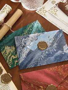 Gilded Embossed Thick Envelope & Letter Set, Vintage High-End Romantic Handwritten Love Letter, Includes Wax Seal Stickers, Suitable For Birthday Party, Wedding, Christmas, Farewell, School, Office, Confession Use With Retro Envelope