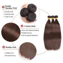 BINF 15A Grade 10-30 Inch Straight Virgin Human Hair Weave, Chocolate Brown #4 Color, Natural Black, For Women And Girls Hair Extensions - 巧克力棕 - 查看 2