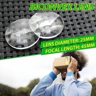 2Pcs 25mm X 45mm BiConvex Lens For Google Cardboard DIY 3D Virtual Reality VR Glasses Ultra Clear Convex Len High Quality
