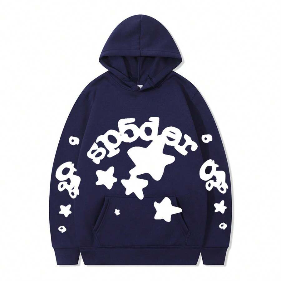 SPSDER Letter Hoodie Couple Spider Web Sweatshirt Top Sweatshirt - 25 - 查看 1