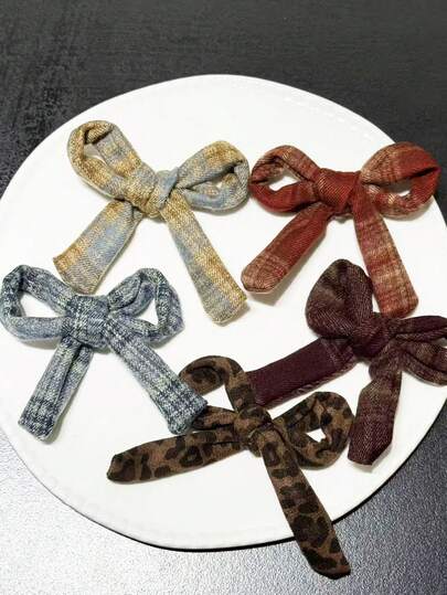 Acessórios para gravata borboleta xadrez estilo universitário para outono e inverno, faça você mesmo: acessórios de cabelo, roupas, bolsas, acessórios decorativos, acessórios para cabeça, presilhas de cabelo, capas de celular, sapatos com furos.