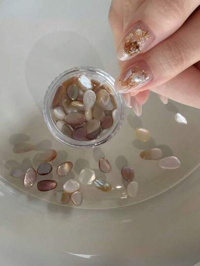 1pc Asymmetrical Iridescent Shell Slice Nail Art Decor, Natural Mother Of Pearl Nail Decoration, Versatile & Elegant, Nail Salon Use, DIY