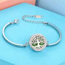 新款香薰手镯扩香器手链 香水精油扩香手链 开口式手镯 香薰饰品 男士情侣手镯 - 銀色 - 查看 8