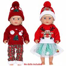 16-Inch Reborn Doll Plush Doll, Christmas Outfit, Red Reindeer Christmas Costume, Christmas Holiday Gift, Fashion Doll Outfit Change (Doll Not Included) - Multicolor - View 3