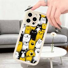 Cubierta de teléfono con diseño de gatos amarillos y blancos estampados para iPhone 14 Pro Max funda protectora resistente a golpes ideal para uso diario en casa o oficina Aplicable a teléfonos Apple y Galaxy. - Blanco - Ver 7