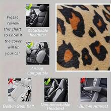 Luxury Leopard Print Car Seat Protector Set, 15Pieces Leopard Print Car Seat Covers, Steering Wheel Cover, Seat Belt Cushions, Perfect For Most Vehicles - 彩色 - 查看 9