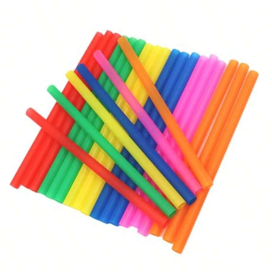 100 Pcs Jumbo Smoothie Straws Colorful Wide Mouthed Large Straw Plastic Straws Drinking Smoothie Boba Starws Slushies Milkshakes Shakes - 五彩繽紛 - 查看 1