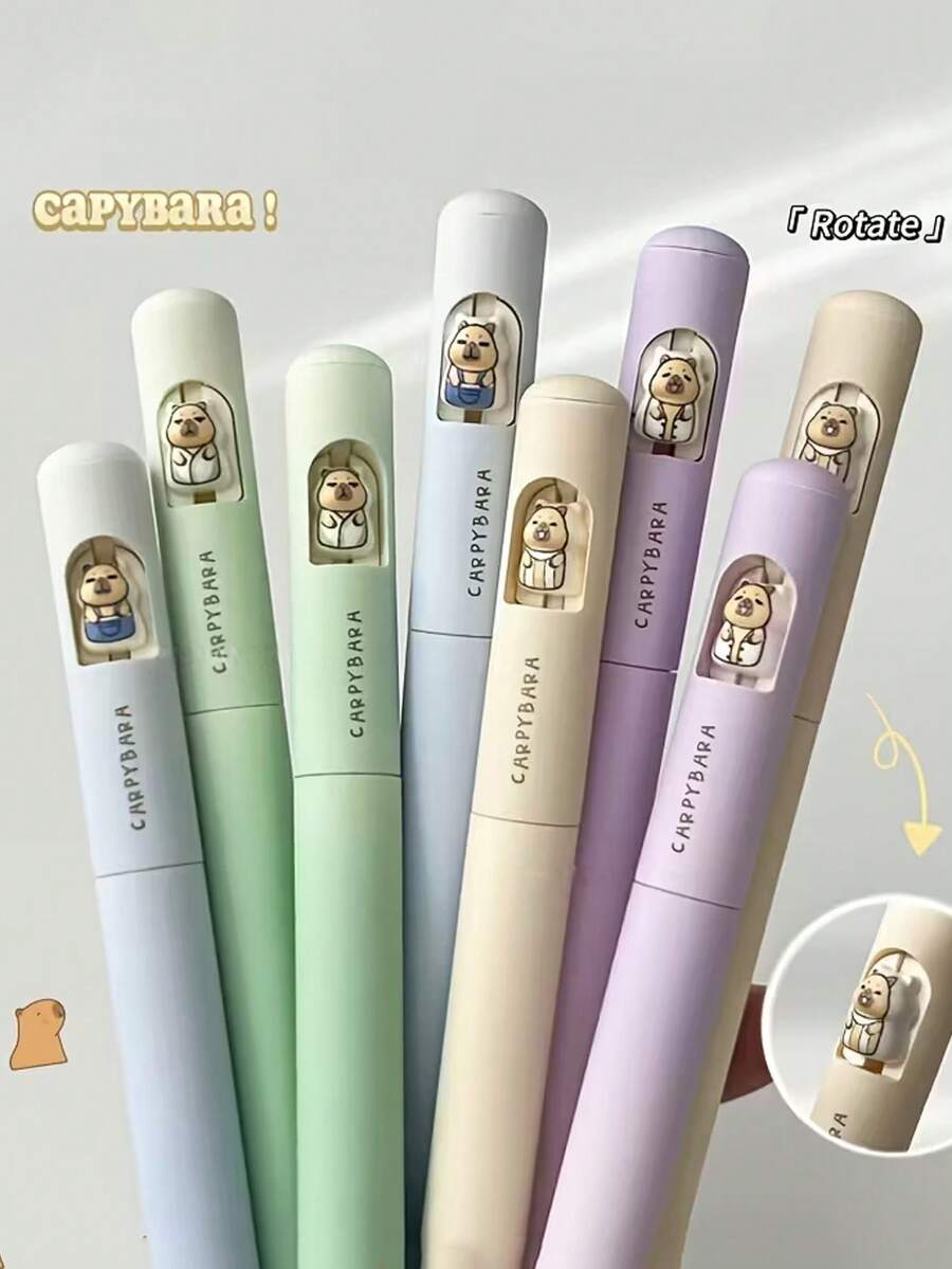 3支装创意水鼠中性笔，0.5mm旋转圆珠笔，速干黑色墨水，渐变笔身，中性笔套装，学习用品，笔记，美观书写，速干墨水，符合人体工学的握柄，旋转笔，可爱凝胶笔，可擦彩色笔，高品质笔，细笔尖，可爱笔套装