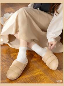 PU Leather Waterproof Thermal Slippers, Anti-Slip Indoor Couple House Slippers For Autumn/Winter