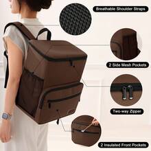 Cooler Backpack Insulated Leak-Proof Backpack Stylish Portable Cooler Bag Beach Picnic Camping Hiking Outdoor Cooling Backpack With 4 Pockets For Men Women, Brown - 棕色 - 查看 4