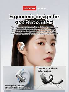 Lenovo AC101 Minimalist Bluetooth Headphones, Open-Ear Hanging Style, OWS Non-Intrusive, Long Battery Life, Large Dynamic Driver, High-Quality Audio, Low Latency For Music & Gaming, Rotatable Comfortable Fit, Compatible With Smartphones & Computers - trắng - Xem 4