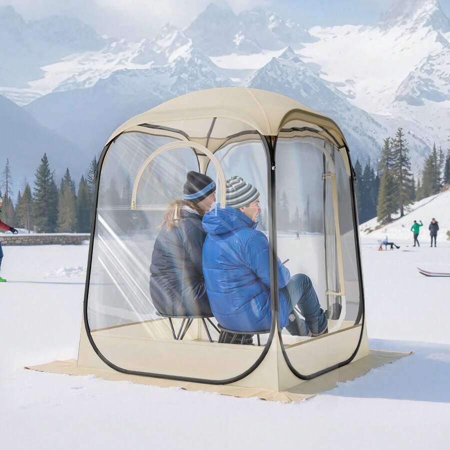Pop Up Sports Tent, 50x50 In Clear Bubble Tent For 1 Person, Waterproof Outdoor Pod With Floor Mat & Top Cover, Garden Dome Tents Camping Shelter For Events Fishing Cheering - 50*50 inch - Xem 1