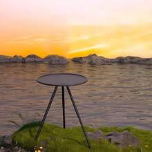 1pc Delicate Elevating Small Round Table, Foldable Portable Small Drinking Table, Essential Tools For Outdoor Travel, Outdoor Furniture For Outing, Camping, Picnic, Travel, Car Snack Desk, Patio Furniture For Garden, Living Room Sofa Side Table, Balcony Coffee Tables