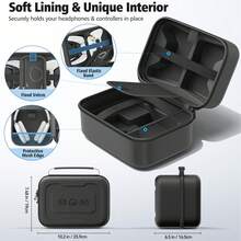 حقيبة تخزين متعددة الوظائف سعة كبيرة، قابضة، حماية سميكة، تخزين مقسم لمقابض السماعات وكابلات الشحن، حافظة واقية متوافقة مع وحدة تحكم /وحدة التحكم/مقبض، ملحقات الألعاب، قوية - الأسود - مشاهدة 4