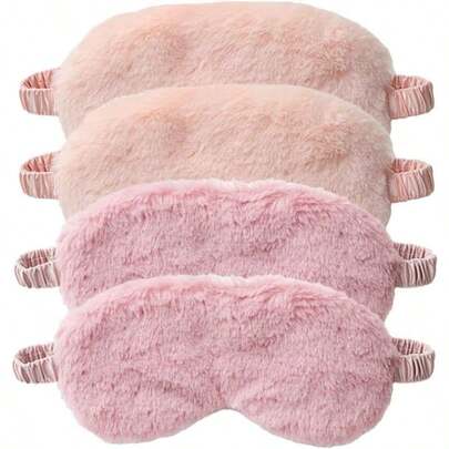 New Faux Fur Eye Mask 4PCS Soft Smooth Plush Nap Eye Cover Sleeping Blindfold Multiple Colors 20 * 9.5CM