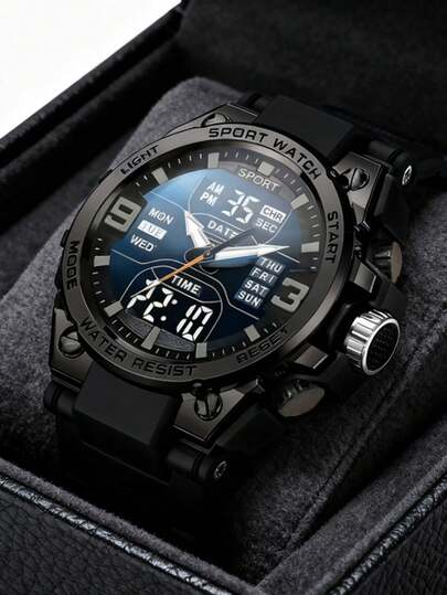 1 件多功能运动电子表，双显示屏，适合日常佩戴，馈赠佳品