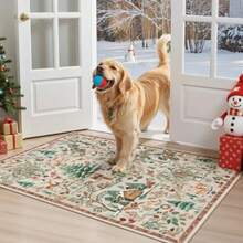 LAN-Christmas 2x3 Entryway Rug Non Slip Soft Small Kitchen Rug Christmas Indoor Door Mat For Entrance Washable Xmas Low Pile Throw Rug For Bathroom Holiday Decor BeigeS138 - 2x3Rectangular - View 7