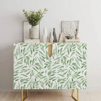 1 Roll Of Bohemian Style Plant Light Green Leaf Pattern Vinyl Wallpaper Detachable Self-Adhesive Leaf Pattern Contact Paper Suitable For Bedroom Living Room Dormitory And Furniture Decoration Straight Splicing Removable Wall Covering Furniture Renovation Furniture Decoration Diy Supermarket Decoration 17.7inx196.8/393.7in Aesthetic Sticker For Home Decoration